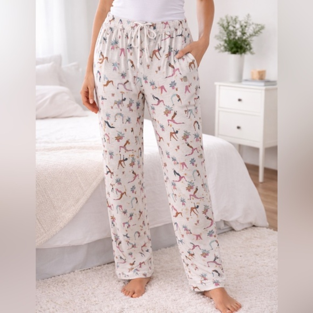 Soma XL Yoga Print plant lady Pajama Pants Lounge Sleepwear Soft Drawstring